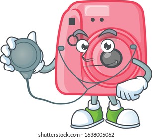 Instan camera mascot icon design as a Doctor working costume with tools