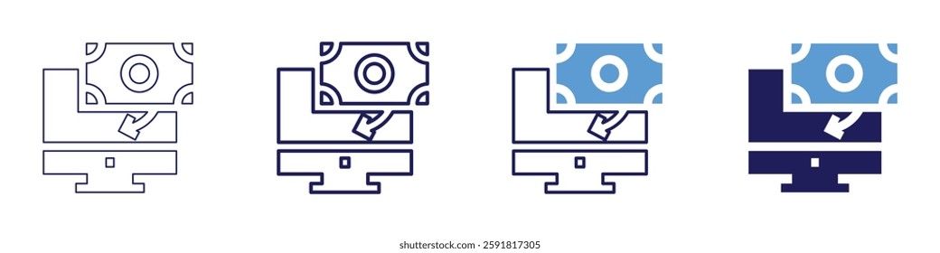 Instant bank transfer payment icon in 4 different styles. Thin Line, Line, Bold Line, Duotone. Duotone style. Editable stroke.
