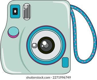 Instant camera in blue colour illustration