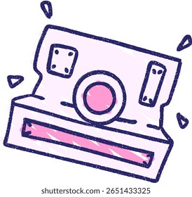 Instant Camera Chalk Drawing in bright neon color