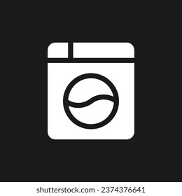 Instant camera dark mode glyph ui icon. Electronics store. Retro photo. User interface design. White silhouette symbol on black space. Solid pictogram for web, mobile. Vector isolated illustration