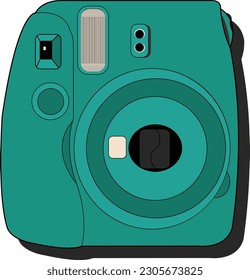 Instant camera with fun camera style with trendy tosca color. For getting bright photos anywhere in the day or night