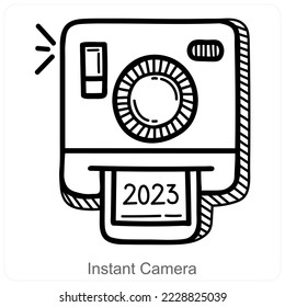 Instant Camera and camera icon concept