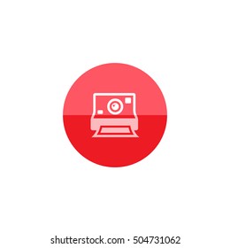 Instant camera icon in flat color circle style. Vintage retro photography photo mechanical analog film shooting instant paper