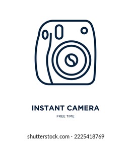 instant camera icon from free time collection. Thin linear instant camera, instant, camera outline icon isolated on white background. Line vector instant camera sign, symbol for web and mobile