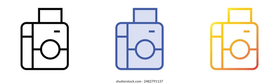 instant camera icon. Linear, Blue Fill and Gradient Style Design Isolated On White Background