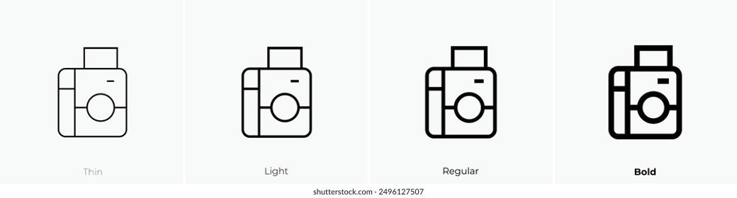 instant camera icon. Thin, Light Regular And Bold style design isolated on white background