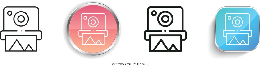 instant camera icon. Thin Linear, Regular and Button Style Design Isolated On White Background