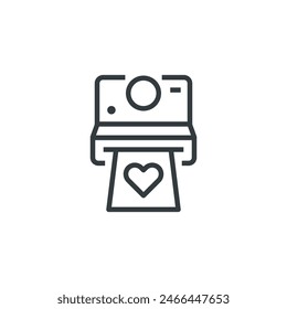 Instant camera photo heart love icon, vector illustration