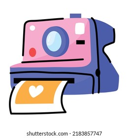 Instant camera sticker in doodle style 