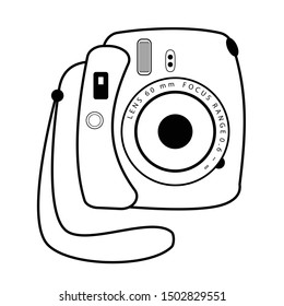 Instant camera vector illustration. Flat design in black and white.