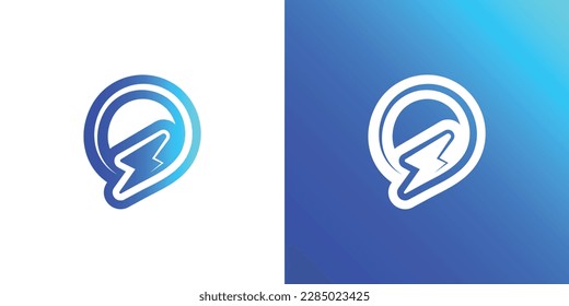 Instant chat or chat bubble and thunder icon logo design template