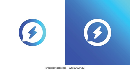 Instant chat or chat bubble and thunder icon logo design template