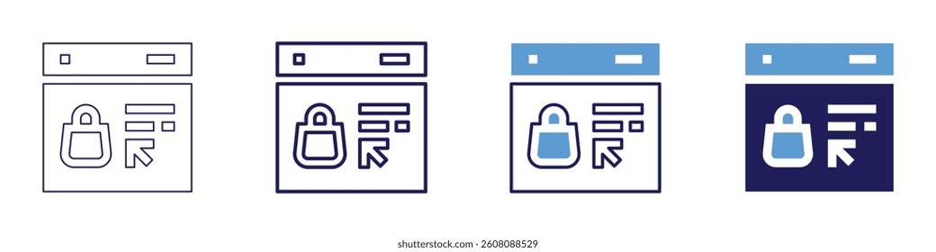 Instant checkout links icon in 4 different styles. Thin Line, Line, Bold Line, Duotone. Duotone style. Editable stroke.