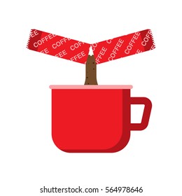 instant coffee and cup,coffee stick,Vector image, flat design