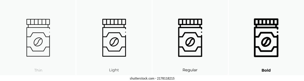 Instant Coffee Icon. Thin, Light Regular And Bold Style Design Isolated On White Background