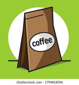 Instant Coffee Powder. Stand up Pouch Packaging. You can use this image in cafes, restaurants, t-shirts, brochures, posters or other purposes. vector illustration. Flat Design.
