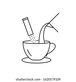 Instant coffee preparation vector icon