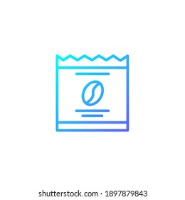 Instant coffee sachet icon. Icon for cafe and restaurant in blue gradient style.