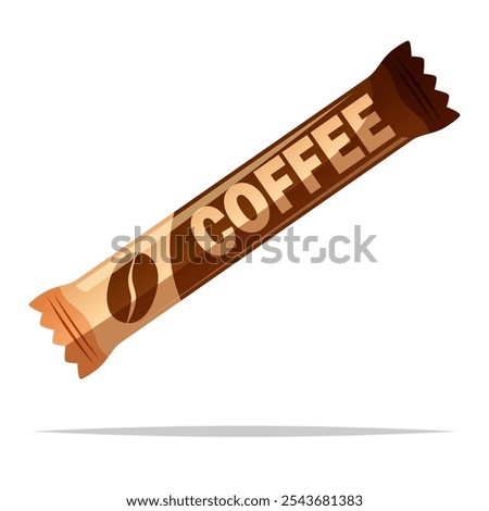 Instant coffee sachet stick packet vector isolated illustration