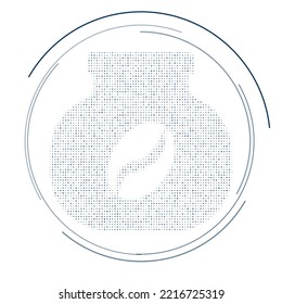 El símbolo de café instantáneo lleno de puntos de color azul oscuro. Estilo de puntillismo. Ilustración del vector sobre fondo blanco