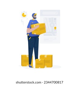 Ilustración del servicio de entrega de paquetes de mensajería instantánea
