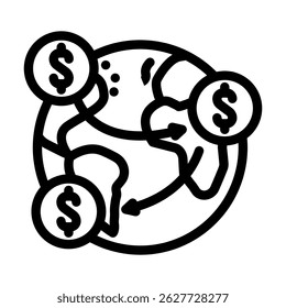 instant cross border payments fintech line icon vector. instant cross border payments fintech sign. isolated contour symbol black illustration