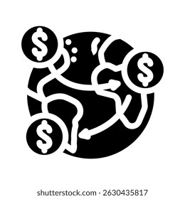 instant cross border payments fintech glyph icon vector. instant cross border payments fintech sign. isolated symbol illustration