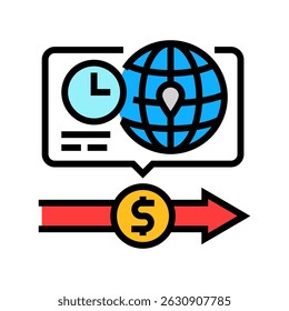 instant cross border payments fintech color icon vector. instant cross border payments fintech sign. isolated symbol illustration