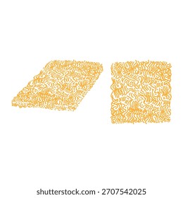 Macarrão seco instantâneo do bloco do cubo para Ramen Oriental Food Icon Illustration Design Vetor