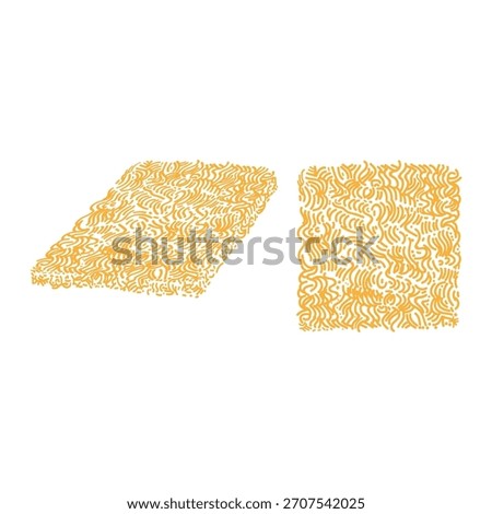 Instant Cube Block Dry Noodle for Ramen Oriental Food Icon Illustration Design Vector