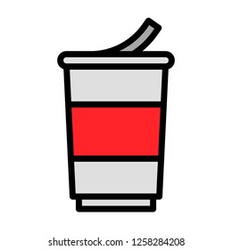 Instant cup noodle vector, filled design editable outline icon