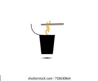 Instant Cup Noodle Vector Illustration.Instant noodles on white background.