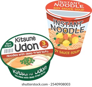 Instant cup noodles and cup udon