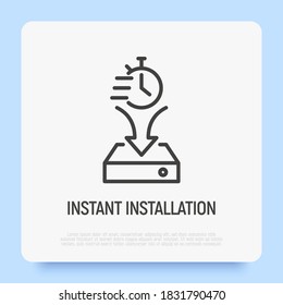 Instant installation game on console. Thin line icon. Vector illustration.