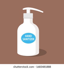 Instant liquid hand sanitizer (bacteria and virus protection) on brown background
