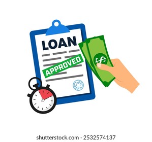 Instant Loan, fast money in hand - Finance Vector Illustration.