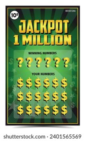 instant lottery jackpot ticket scratch off vector illustration 