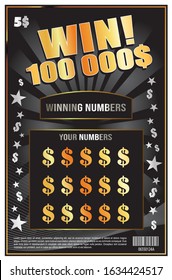 instant lottery scatch off ticket vector template 