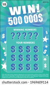 Instant Lottery Ticket Scratch Off Vector Illustration 