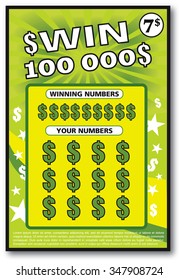 instant lottery ticket scratch off vector illustration no shadow on the vector and lorem ipsum is use as tempory text