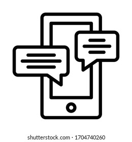 Instant messaging App Concept, Mobile text based Communication on white background, Chat Bubble and Cellphone Vector Icon Design, Digital Conversation Sign