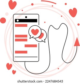 Instant messaging between lovers Vector Icon Design, Valentines Day Symbol, Love and Romance Sign, Friendship and Love sickness stock illustration, Mobile Chat with sweetheart concept