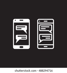 instant messaging client for smartphone line icon, outline and solid vector sign, linear and full pictogram isolated on black, logo illustration