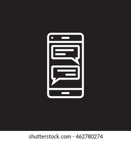 instant messaging client for smartphones line icon, sms chat outline vector logo illustration, linear pictogram isolated on black