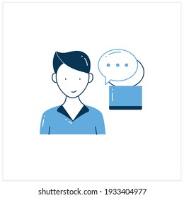 Instant messaging flat icon. Momentary messaging on social networks. Contactless communication. Information overload concept. Vector illustration