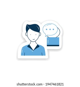 Etiqueta de mensajería instantánea. Mensajería en las redes sociales para los diseños. Comunicación sin contacto. emblema del vector de sobrecarga de información