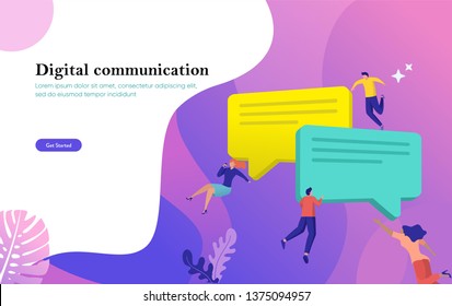 Instant messenger vector illustration concept , people use mobile smartphone and laptop for chatting in social media, can use for, landing page, template, ui, web, app, poster, banner, flyer, homepage