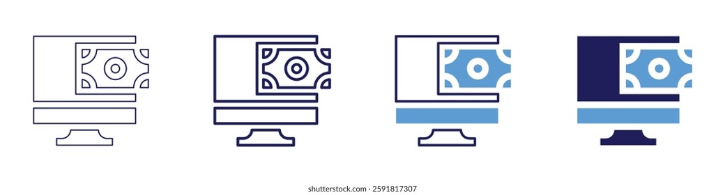 Instant money transfer payment icon in 4 different styles. Thin Line, Line, Bold Line, Duotone. Duotone style. Editable stroke.