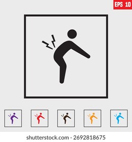 Compresión de nervio instantánea o irritación que conduce a dolor de disparo, diseño de icono de Vector negro para Sitio web, App, UI, aislado sobre fondo blanco. Ilustración vectorial EPS 10 